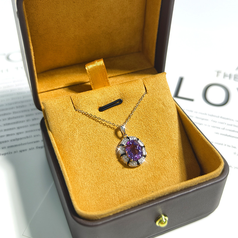 Viseći lančić s topazom od srebra 925, kristalna ugradnja, geometrijski oblik, lanac s križem