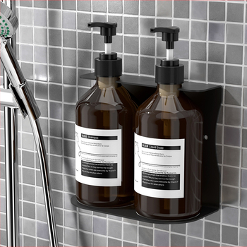 Sienas uzstādāms ziepju dozators ar šampūna pudeli — ABS, roku spiediens, oksidēts pārklājums