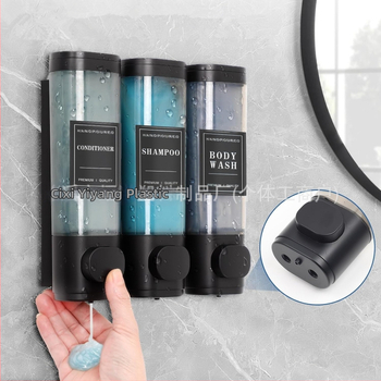 Ziepju dozētājs, sienas uzstādāms ar trim galviņām, manuālais spiediens, ABS materiāls, moderns minimālisma stil, 230 g