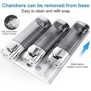 Диспенсър за сапун, стенен монтаж, с три изхода, ръчно натискане, ABS материал, модерен стил, 230 г