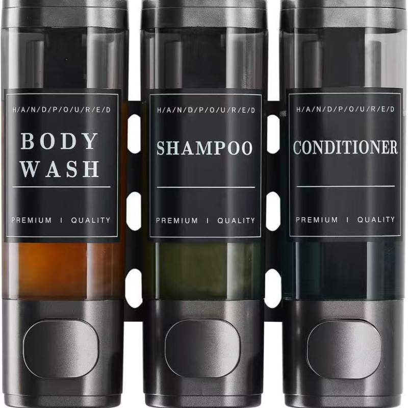 Диспенсър за сапун, стенен монтаж, с три изхода, ръчно натискане, ABS материал, модерен стил, 230 г