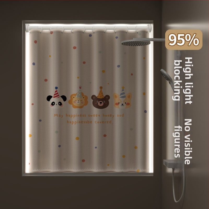 Poliestera dušas aizkars, mūsdienīgs minimalistisks stils, dzīvnieku raksts, pielāgojama