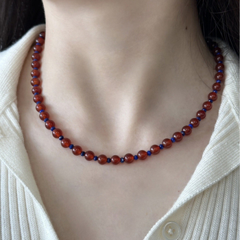 Ogrlica s prirodnim kamenim perlama, ručna izrada, lanac s kuglicama, privjesak od legure, novi kineski stil