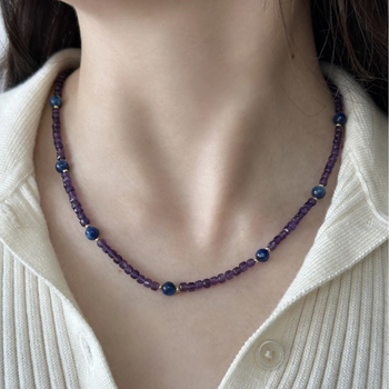 Ogrlica s prirodnim kamenim perlama, ručna izrada, lanac s kuglicama, privjesak od legure, novi kineski stil