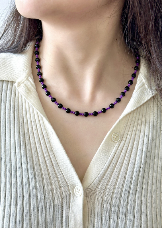 Ogrlica s prirodnim kamenim perlama, ručna izrada, lanac s kuglicama, privjesak od legure, novi kineski stil