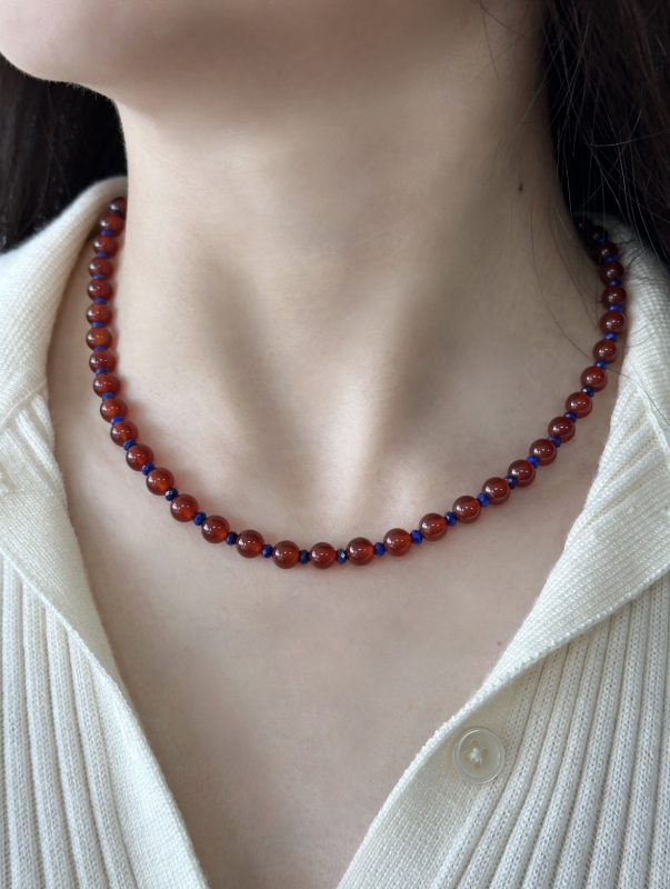 Ogrlica s prirodnim kamenim perlama, ručna izrada, lanac s kuglicama, privjesak od legure, novi kineski stil