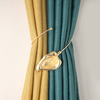 Clemă metalică pentru perdele, design frunză cu perle, pentru dormitor și sufragerie