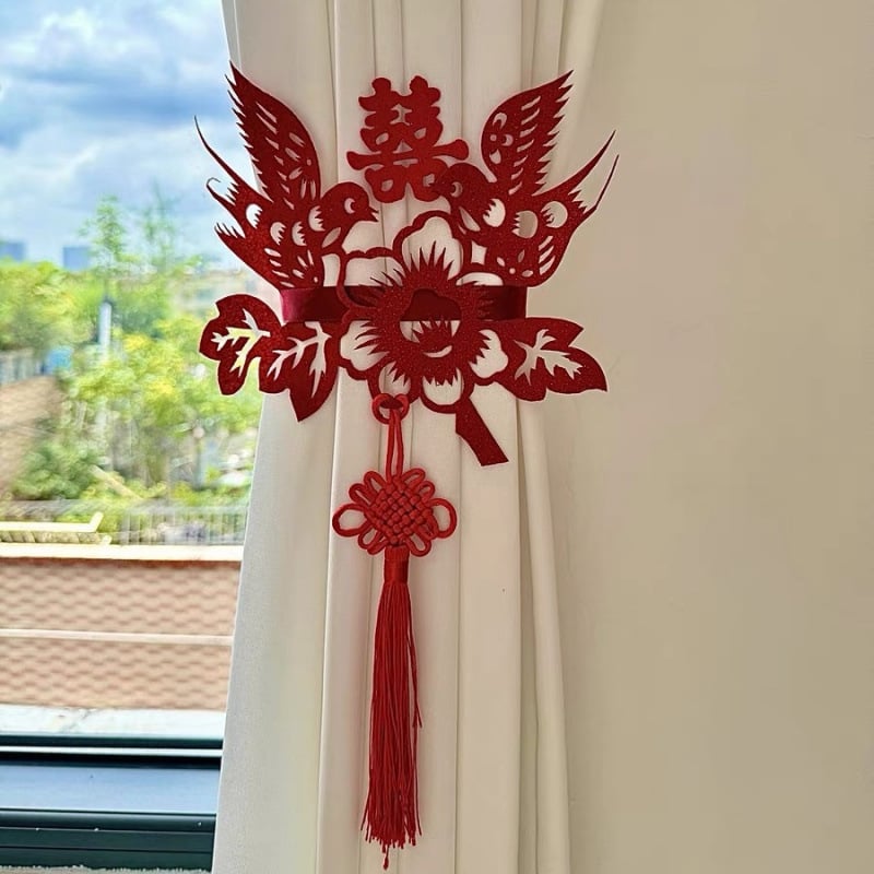 Комплект за сватбена украса - гирлянда и щастливи думи - реквизити за оформление на дневна и спалня, хартиени ленти