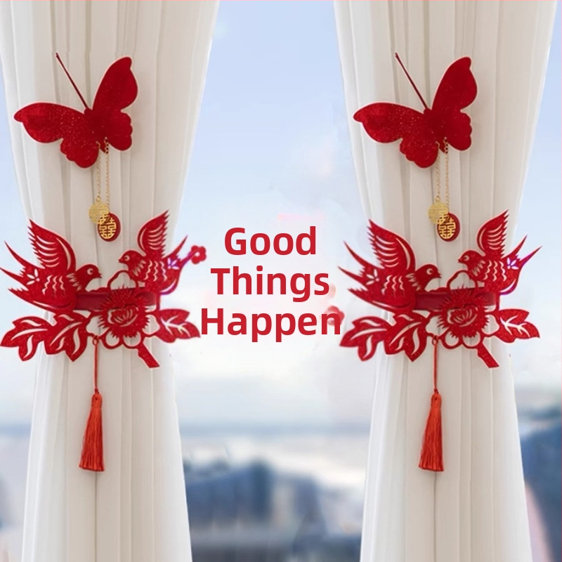 Pulmadekoratsioonide komplekt - garland ja õnnelikud sõnad - paigutusrekvisiidid elutoa ja magamistoa jaoks, paberist lindid