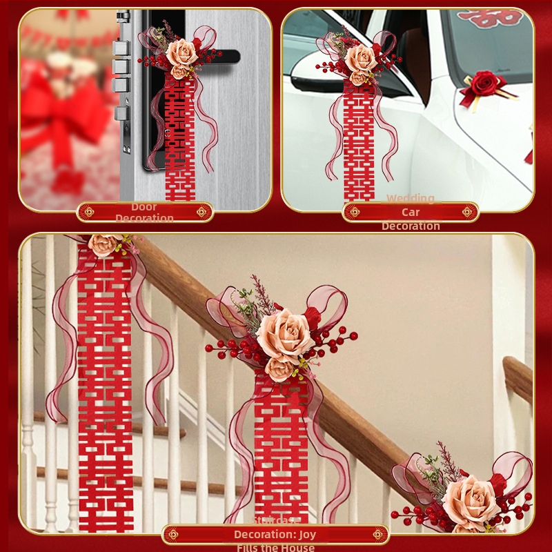 Vestuvių užuolaidų dirželis su dvigubo laimės simboliais – skirtas miegamajam ir svetainei, audinys, pakuotė: OPP maišelis, prekė The Trip, matmenys: peržiūrėkite detalėse