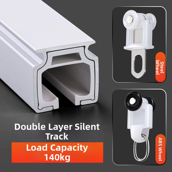 Alumiiniumist kardinraja, vaikselt liikuva, üla- ja külgmontaaž, ühe- ja kahetrajaga, kohandatav