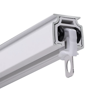 Alumiiniumist kardinraja, vaikselt liikuva, üla- ja külgmontaaž, ühe- ja kahetrajaga, kohandatav