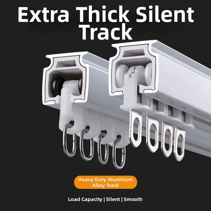 Alumiiniumist kardinraja, vaikselt liikuva, üla- ja külgmontaaž, ühe- ja kahetrajaga, kohandatav