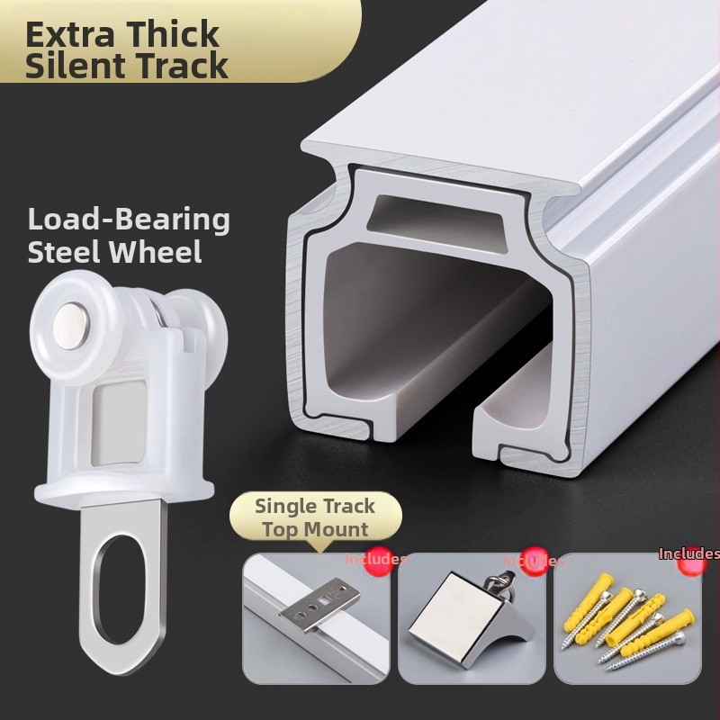 Alumiiniumist kardinraja, vaikselt liikuva, üla- ja külgmontaaž, ühe- ja kahetrajaga, kohandatav