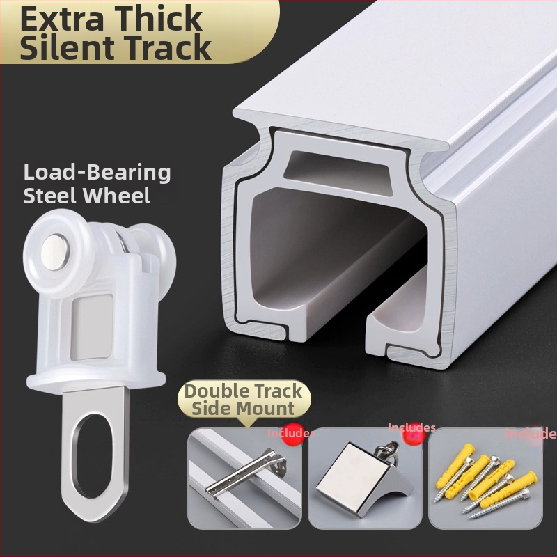 Alumiiniumist kardinraja, vaikselt liikuva, üla- ja külgmontaaž, ühe- ja kahetrajaga, kohandatav