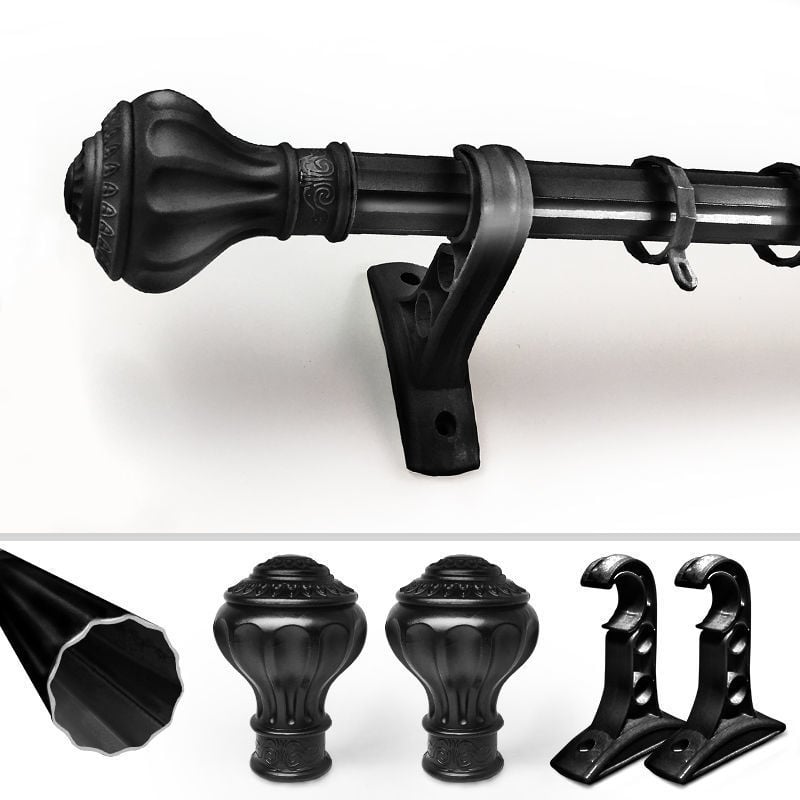 Aknakardinakatte varrastu sistēmā, cinka sakausējums, vienas un divas stieņi, burti āķi, kluss gaita ar stiprinājumu komplektu