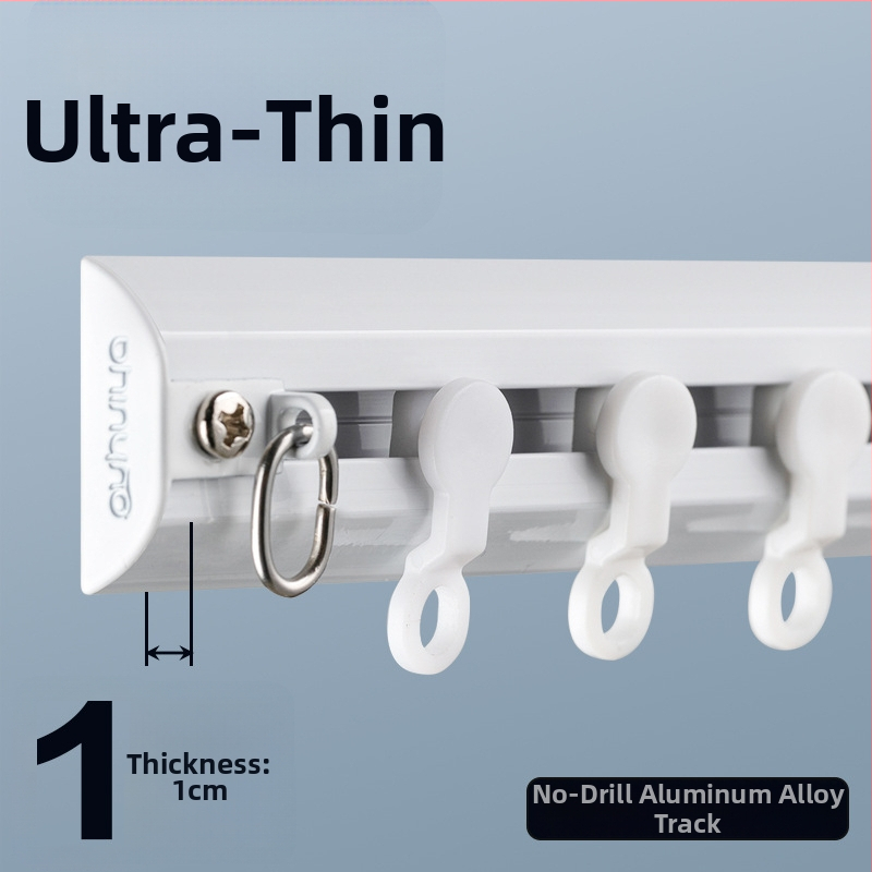 Alumiiniumist kardinapuude süsteem vaikselt liugub — kardina rööbas, konksu rööbas, kaasaegne minimalistlik disain