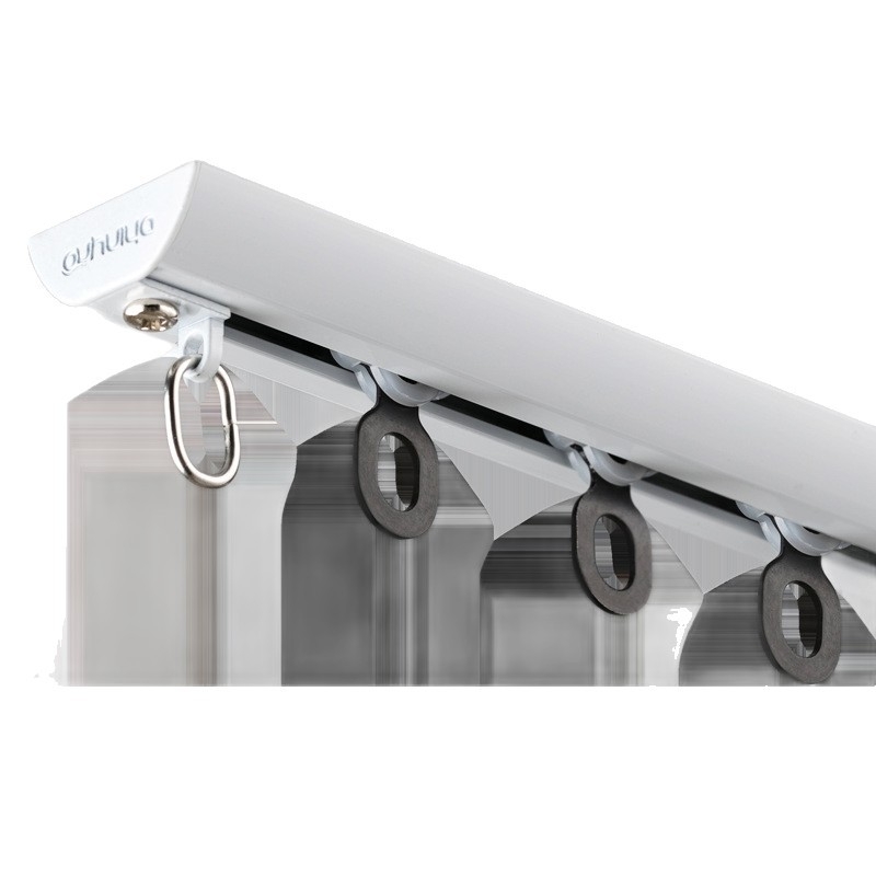 Alumiiniumist kardinapuude süsteem vaikselt liugub — kardina rööbas, konksu rööbas, kaasaegne minimalistlik disain