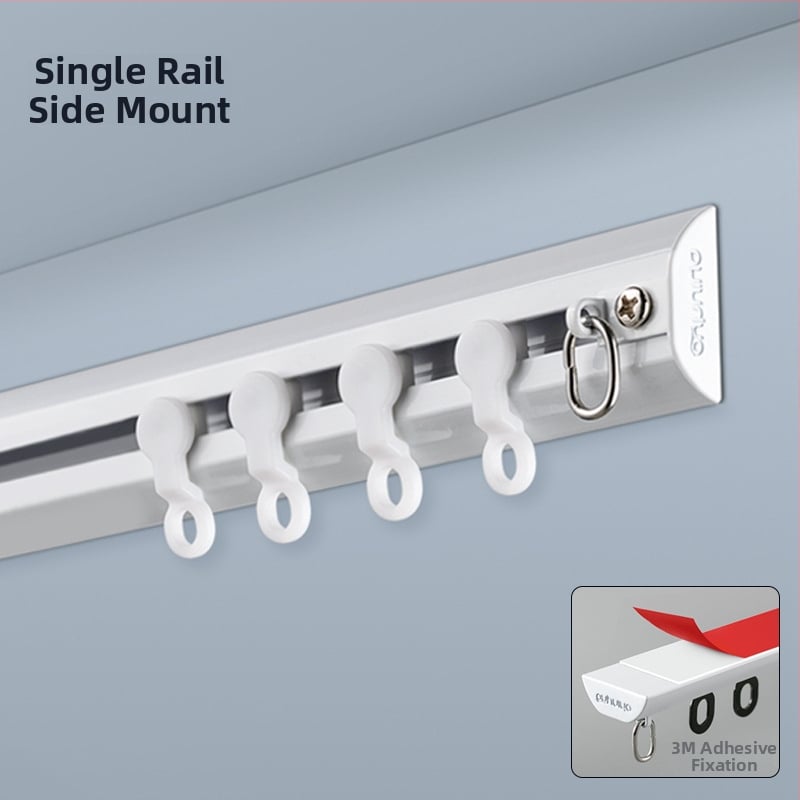 Alumiiniumist kardinapuude süsteem vaikselt liugub — kardina rööbas, konksu rööbas, kaasaegne minimalistlik disain
