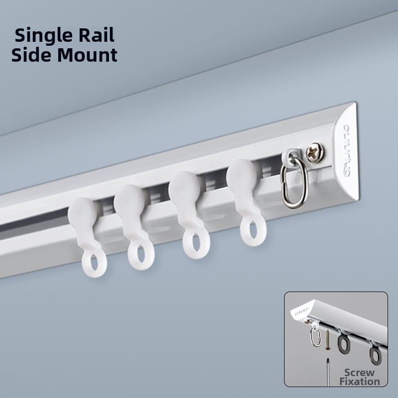 Alumiiniumist kardinapuude süsteem vaikselt liugub — kardina rööbas, konksu rööbas, kaasaegne minimalistlik disain