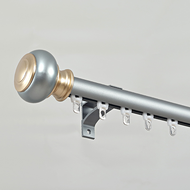 Šipka za zavjese od aluminijske legure, klizna rimska šipka, model 339-JP, dekorativna glava, montažni kod, klizač, za viseće zavjese, Craftsmanship, stil lagan luksuz