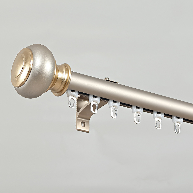 Šipka za zavjese od aluminijske legure, klizna rimska šipka, model 339-JP, dekorativna glava, montažni kod, klizač, za viseće zavjese, Craftsmanship, stil lagan luksuz