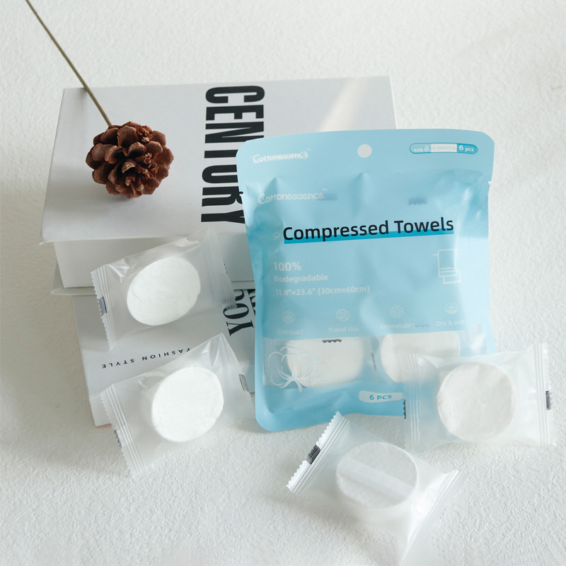 Cottonessence Kompressioonilised ühekordsed näoservietid – taimse kiud, 70–90 g, Pakendis 30/6