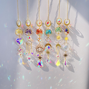 Kristály napfogó prismás medál, Életfa motívummal, prizmás dizájn (Kristály, kristálykő, kínai stílus, ajándékhoz kész)