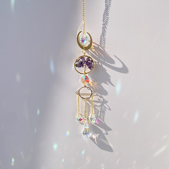 Kristály napfogó prismás medál, Életfa motívummal, prizmás dizájn (Kristály, kristálykő, kínai stílus, ajándékhoz kész)