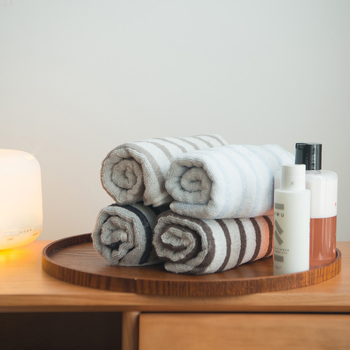 Prosop de baie pentru hotel, bumbac, în dungi, 320 g, absorbție înaltă (5–10 s), țesătură din fire, jacquard/țesătură simplă