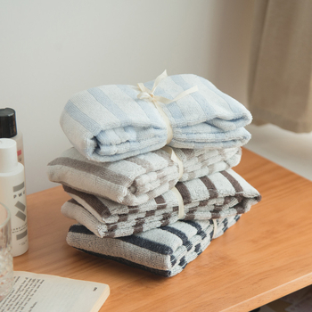 Prosop de baie pentru hotel, bumbac, în dungi, 320 g, absorbție înaltă (5–10 s), țesătură din fire, jacquard/țesătură simplă