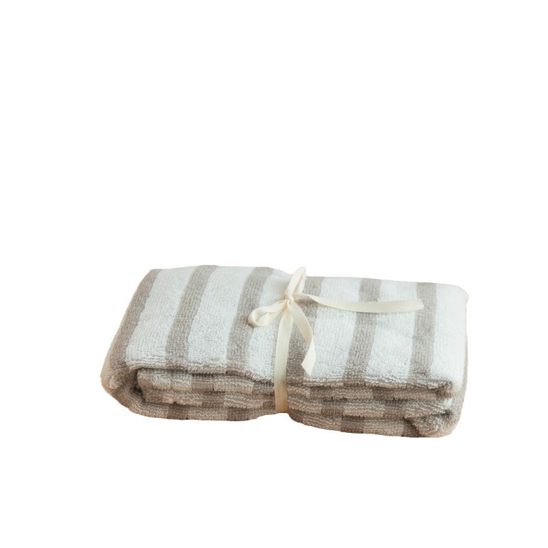 Prosop de baie pentru hotel, bumbac, în dungi, 320 g, absorbție înaltă (5–10 s), țesătură din fire, jacquard/țesătură simplă