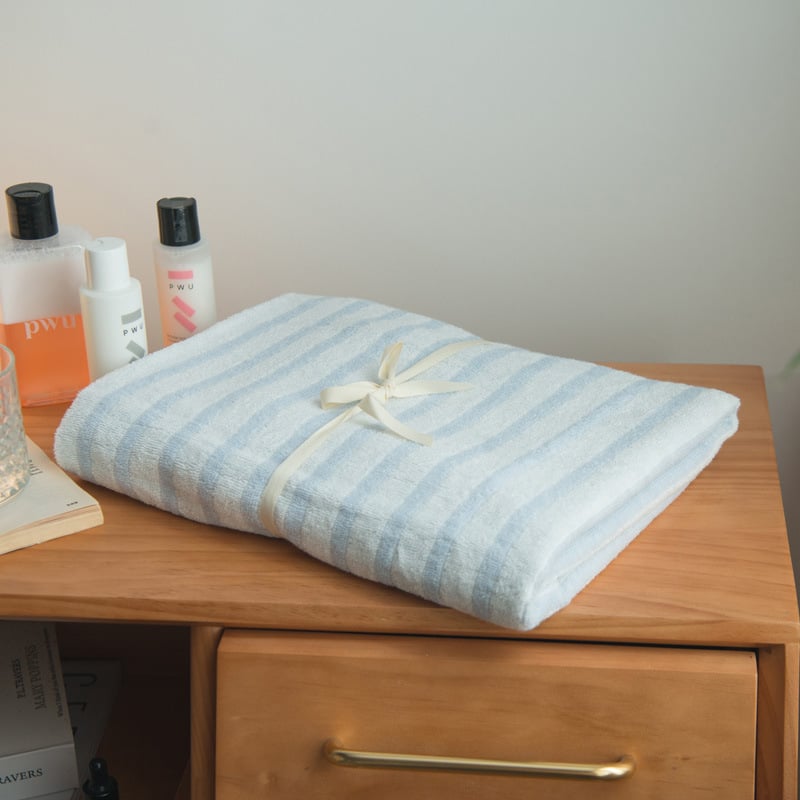 Prosop de baie pentru hotel, bumbac, în dungi, 320 g, absorbție înaltă (5–10 s), țesătură din fire, jacquard/țesătură simplă