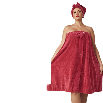 Preveliki ručnik za kupanje od coral fleecea, s mogućnošću nošenja i omatanja te kapom za sušenje kose; 300–400 g, 150d, obična tkanina