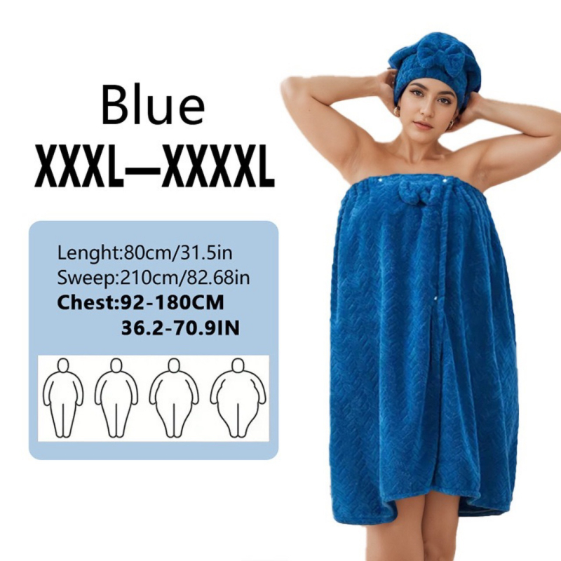 Preveliki ručnik za kupanje od coral fleecea, s mogućnošću nošenja i omatanja te kapom za sušenje kose; 300–400 g, 150d, obična tkanina
