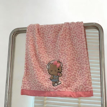 Prosop de față cu imprimeu leopard și pisicuță, din fleece coral, absorbant, uscare rapidă