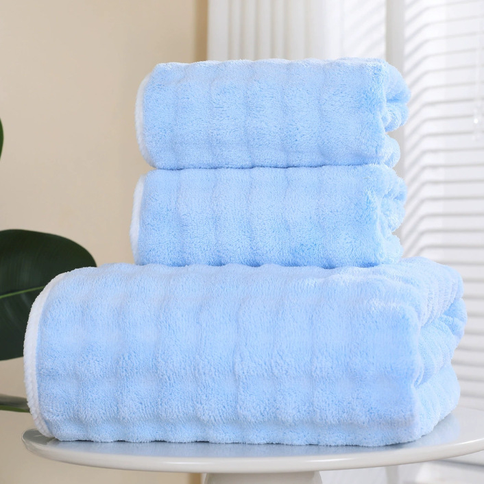 Bubble Velvet ručnik za kupanje i lice, koralni pliš, 32 niti, jednostavna tkanina, 80–100 g