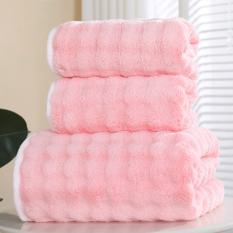 Bubble Velvet ručnik za kupanje i lice, koralni pliš, 32 niti, jednostavna tkanina, 80–100 g