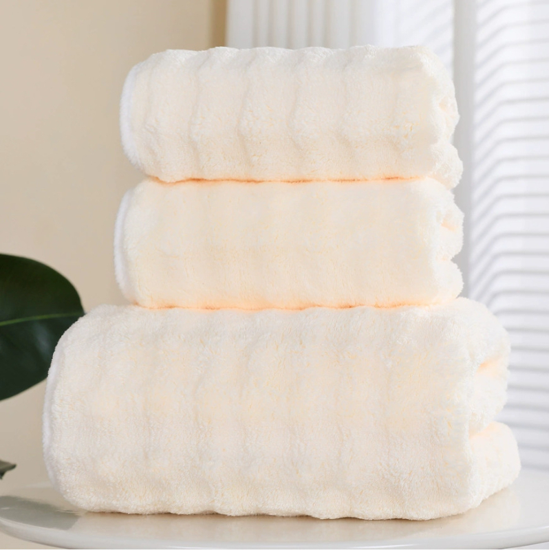 Bubble Velvet ručnik za kupanje i lice, koralni pliš, 32 niti, jednostavna tkanina, 80–100 g