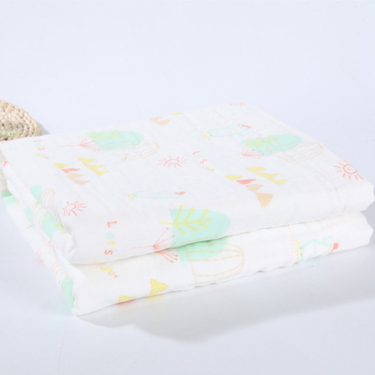 Prosop de baie pentru sugari (1–3 ani), șase straturi de bumbac prin spălare cu bule, jacquard pătrat, 100% bumbac