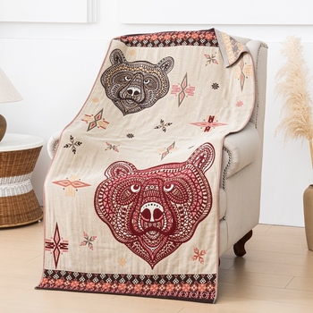 Pamukani jacquard šal-deka, četiri sloja, egzotičan stil, 300–400 g, 32 vlakna, prilagodba dostupna