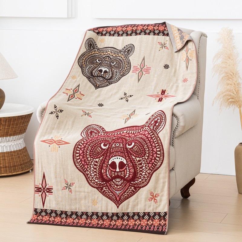 Pamukani jacquard šal-deka, četiri sloja, egzotičan stil, 300–400 g, 32 vlakna, prilagodba dostupna