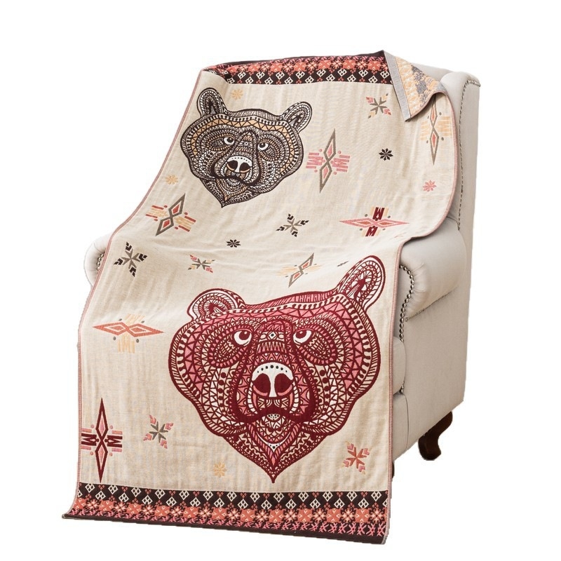 Pamukani jacquard šal-deka, četiri sloja, egzotičan stil, 300–400 g, 32 vlakna, prilagodba dostupna