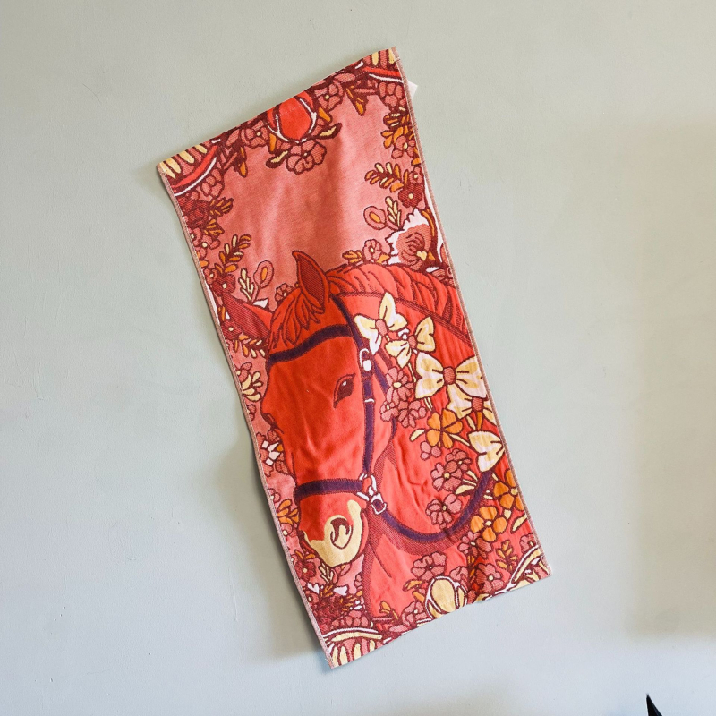 Motiv oslikanog konja, četverostruki gaze ručnik za lice za par, 35 × 75 cm