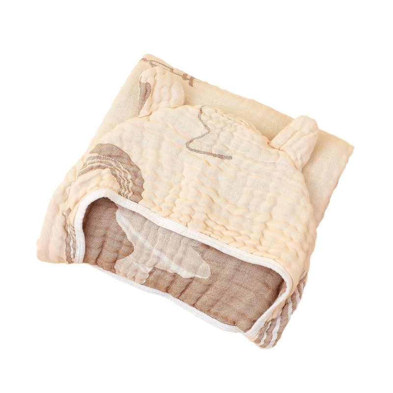 Dječji gauze ručnik za kupanje s kapuljačom – mekan, prozračan, 280 g, karikatura uzorak, za novorođenčad, proljeće 2024