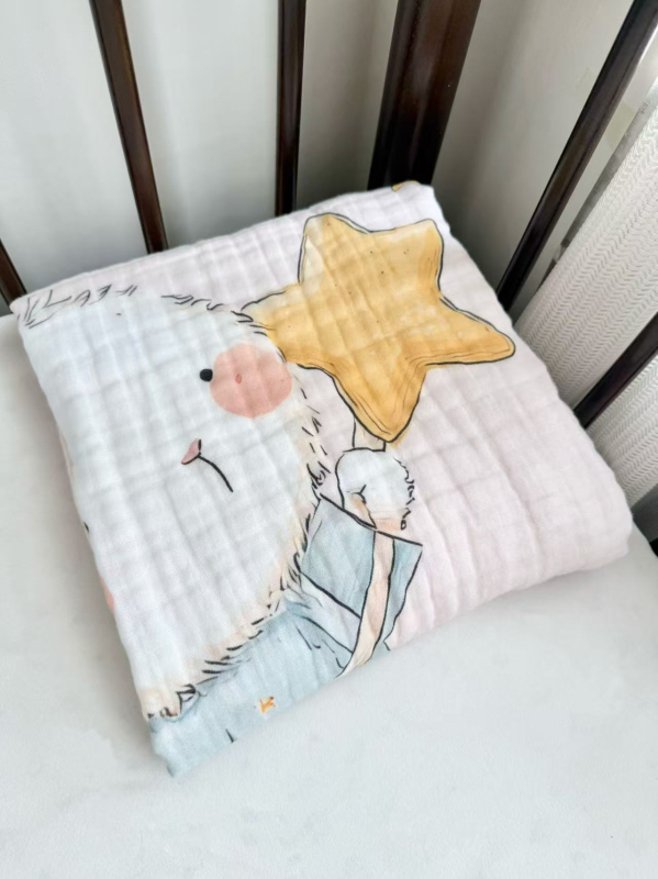 Pătură din bumbac 100% cu 6 straturi de tifon, pentru nou-născuți, moale, prietenoasă cu pielea, absorbantă