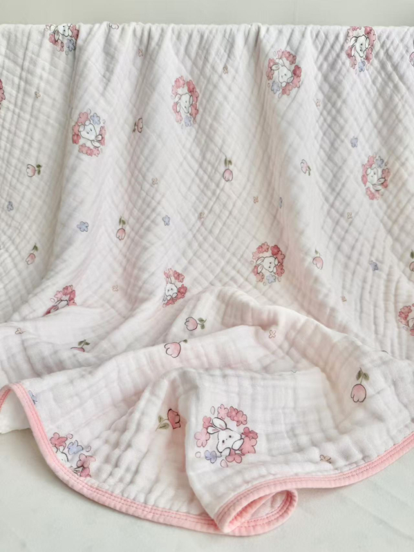 Pătură din bumbac 100% cu 6 straturi de tifon, pentru nou-născuți, moale, prietenoasă cu pielea, absorbantă