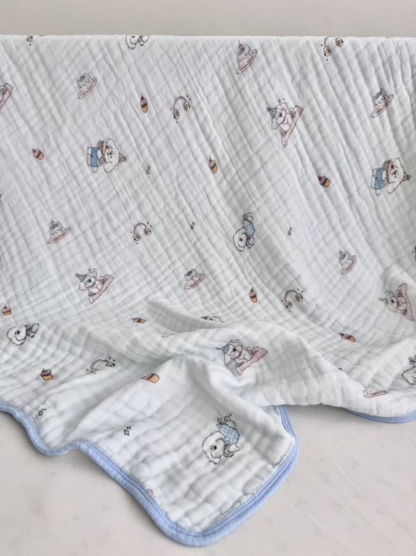 Pătură din bumbac 100% cu 6 straturi de tifon, pentru nou-născuți, moale, prietenoasă cu pielea, absorbantă