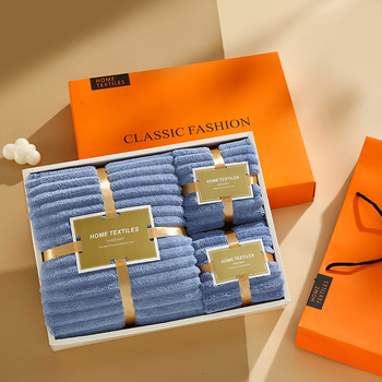 Set ručnika u poklon kutiji od koralnog flisa — tri komada, 500 g/m2, AB vlakna, ravno tkanje, mogućnost logotipa