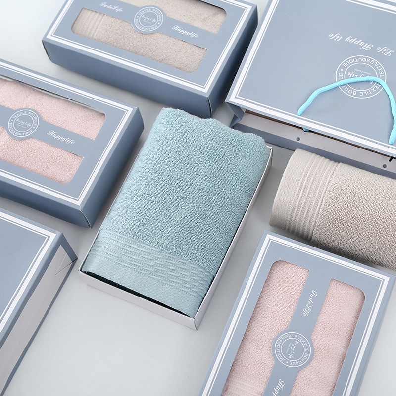 100% pamut törölközők ajándékdoboza - Dobozos csomagolás, 75 g, Ply Yarn, 16 Count, 32 Ply, Testreszabható, Logónyomtatás